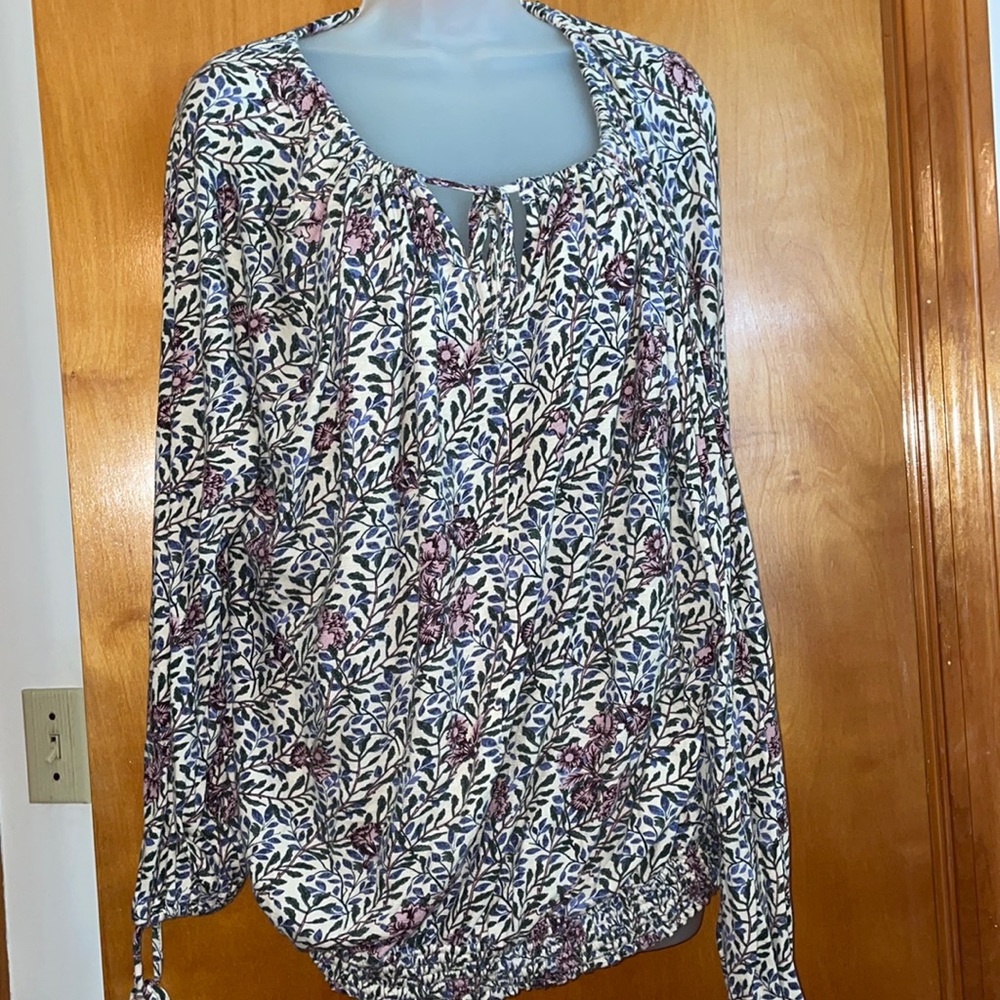 Long sleeve peasant printed blouse